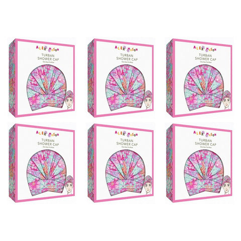 Alex Mason Turban Shower Cap Floral Pack of 6