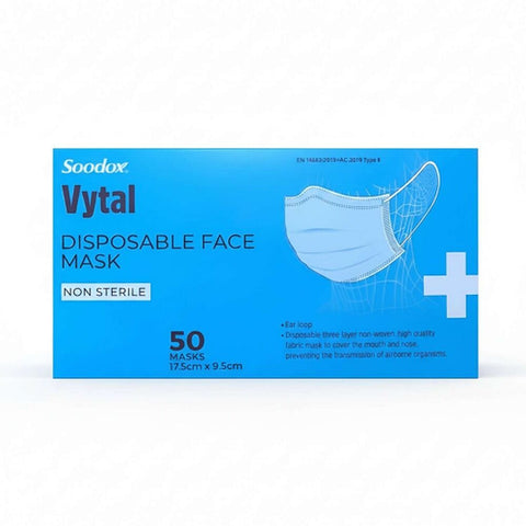 Soodox Vytal Face Masks, Blue, Pack of 50