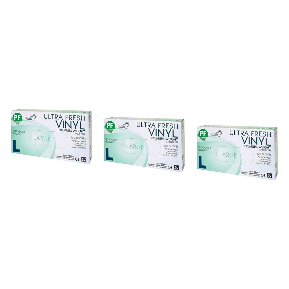 Ultrafresh Vinyl Gloves Large 100 Pack Bundle of 3