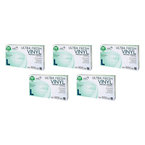 Ultrafresh Vinyl Gloves Large 100 Pack Bundle of 5