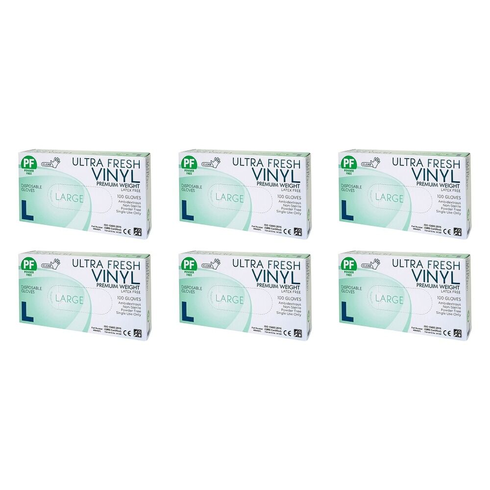 Ultrafresh Vinyl Gloves Large 100 Pack Bundle of 6