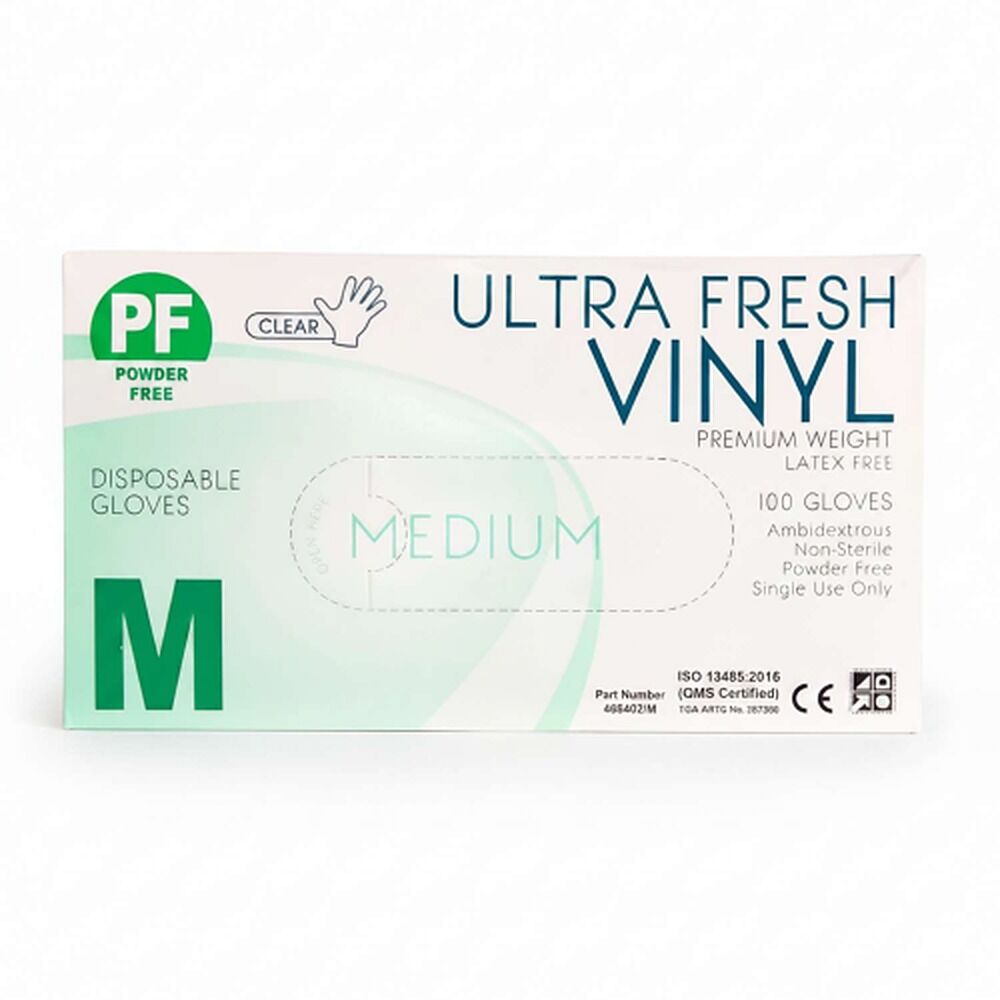 Ultrafresh Vinyl Gloves Medium 100 Pack