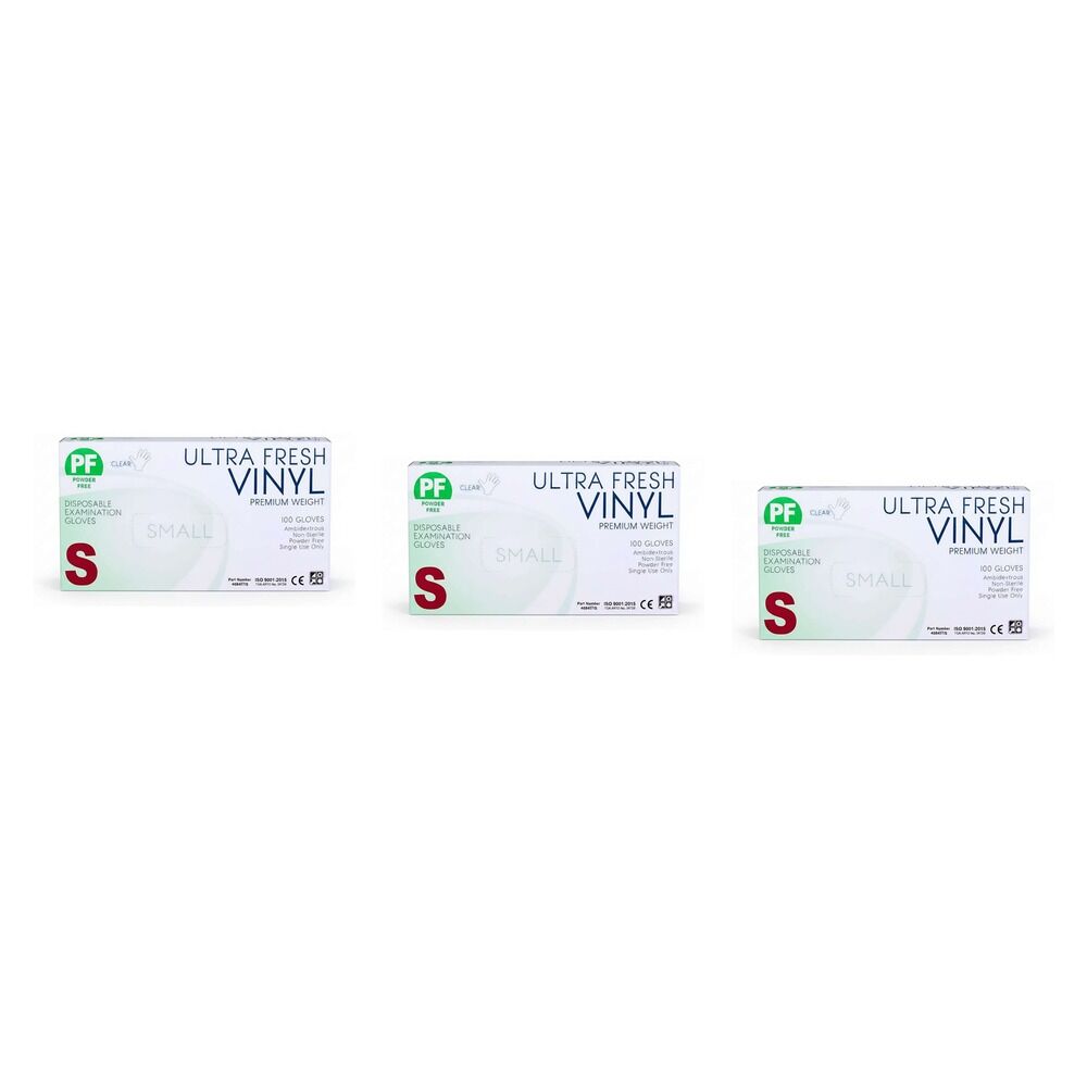 Ultrafresh Vinyl Gloves Small 100 Pack Bundle of 3