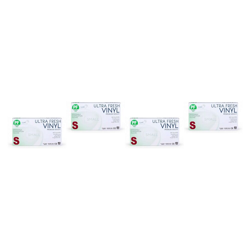 Ultrafresh Vinyl Gloves Small 100 Pack Bundle of 4