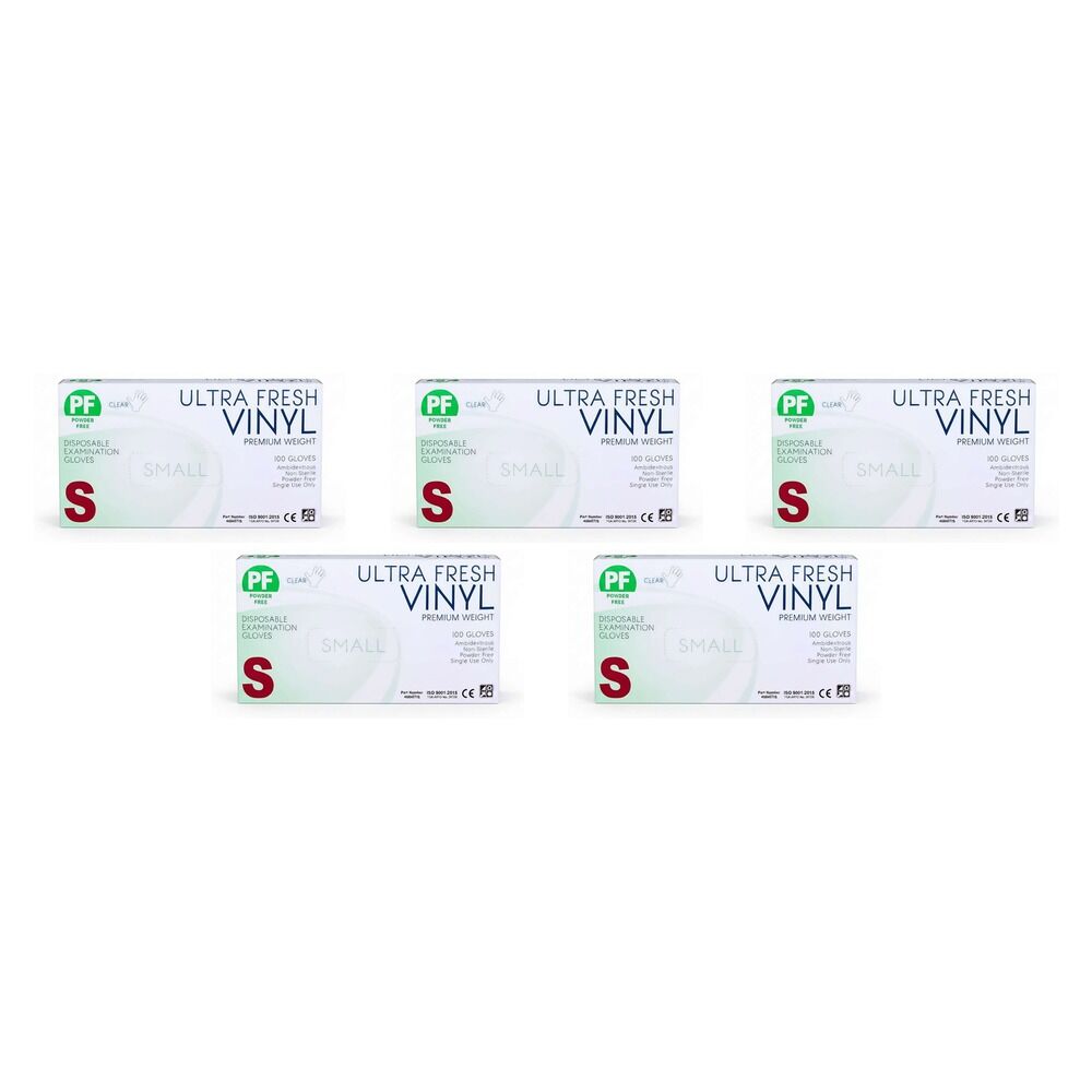 Ultrafresh Vinyl Gloves Small 100 Pack Bundle of 5