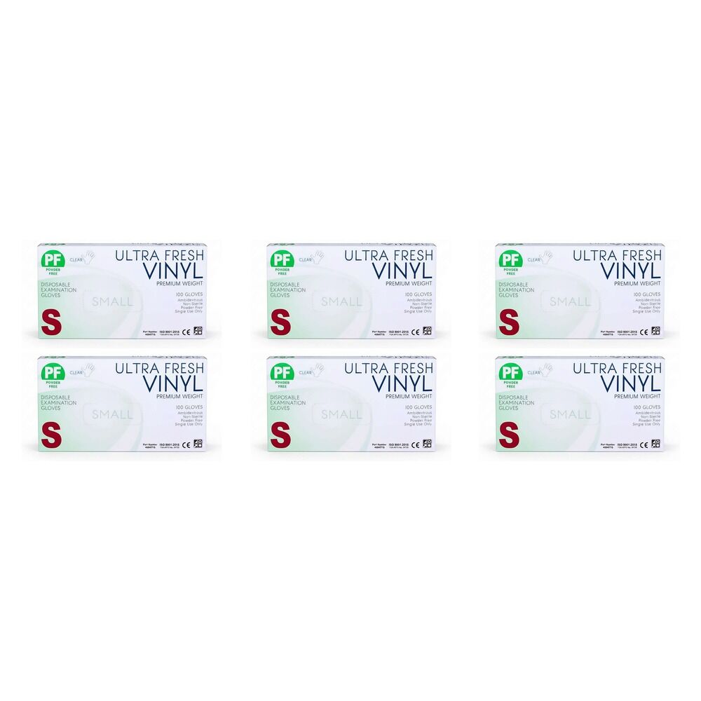 Ultrafresh Vinyl Gloves Small 100 Pack Bundle of 6