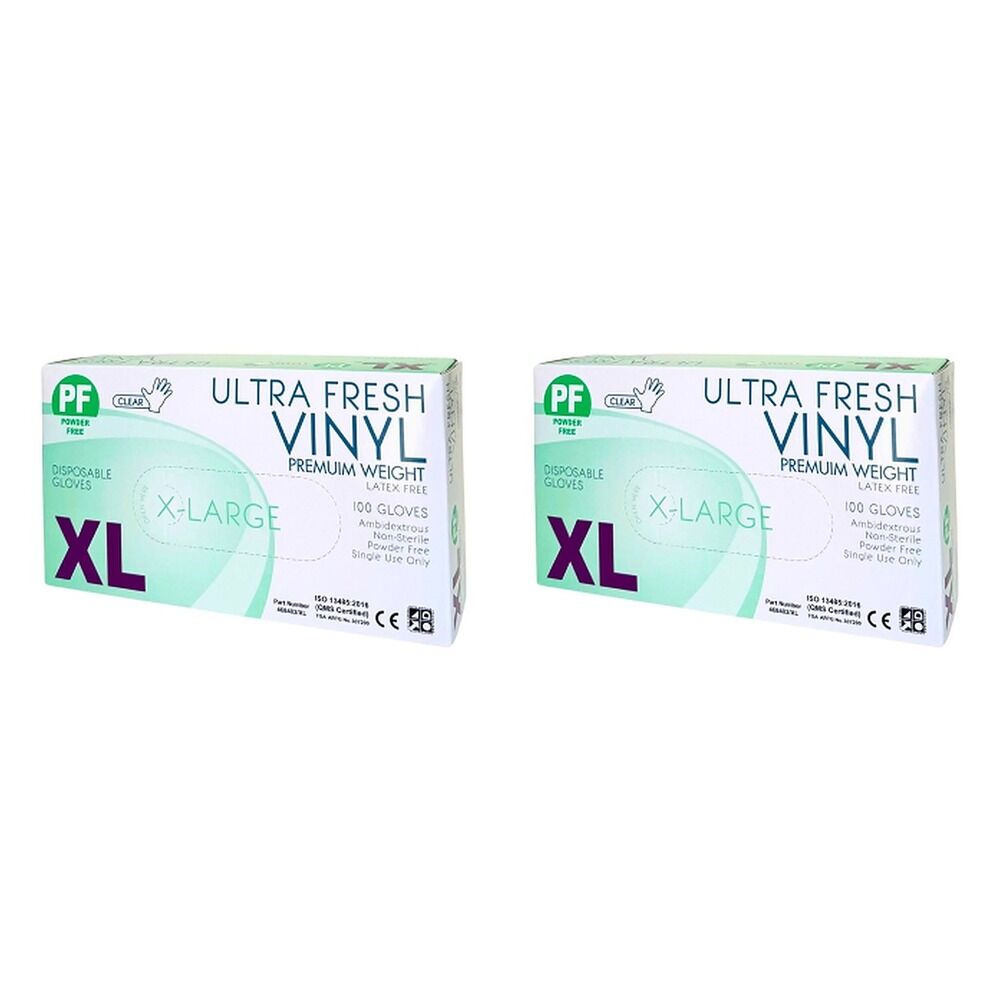 Ultrafresh Vinyl Gloves Extra Large 100 Pack Bundle of 2