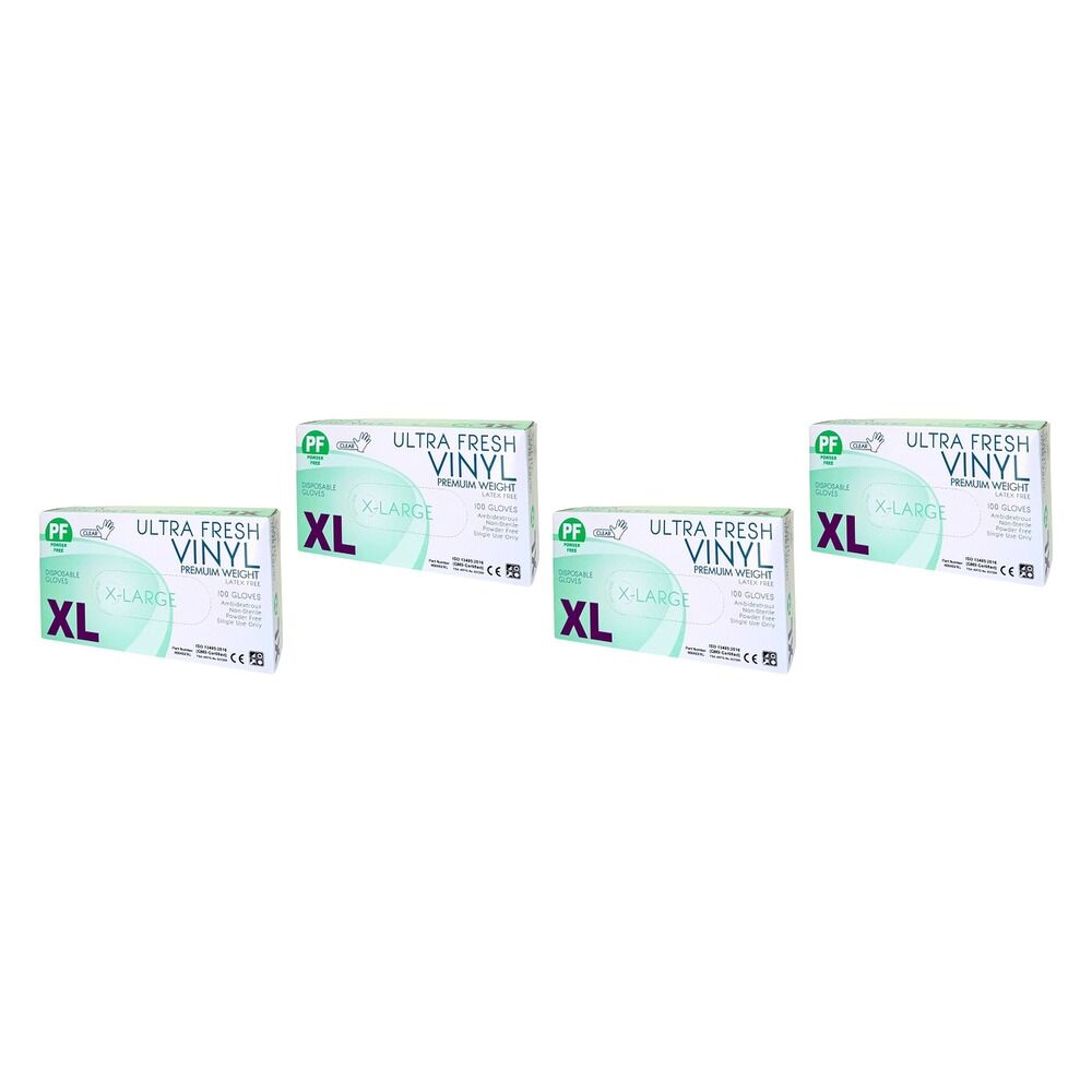 Ultrafresh Vinyl Gloves Extra Large 100 Pack Bundle of 4
