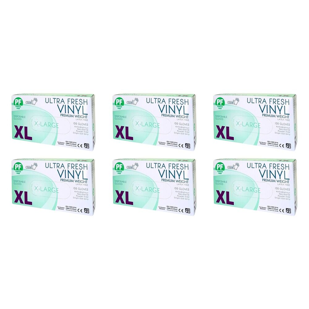 Ultrafresh Vinyl Gloves Extra Large 100 Pack Bundle of 6