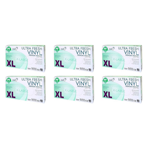 Ultrafresh Vinyl Gloves Extra Large 100 Pack Bundle of 6