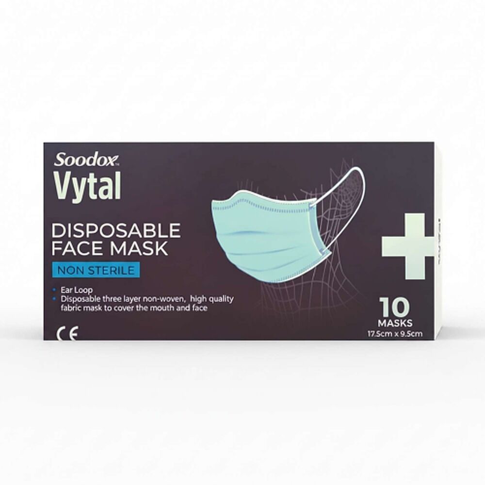 Soodox Vytal Face Masks, Blue, Pack of 10