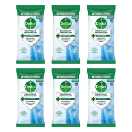 Dettol Disinfectant Biodegradable Wipes Fresh 100 Pack Bundle of 6