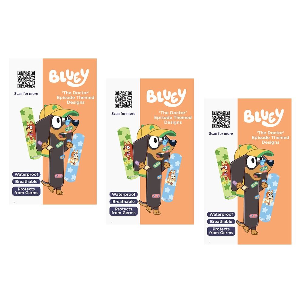 Band-Aid Bluey Waterproof 20 Sterile Strips x 6 Bundle of 3