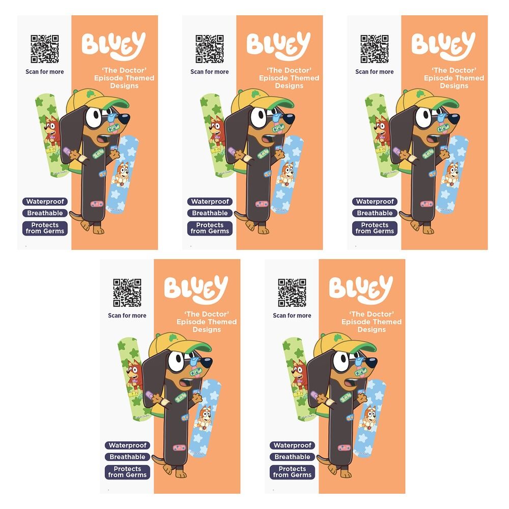 Band-Aid Bluey Waterproof 20 Sterile Strips x 6 Bundle of 5