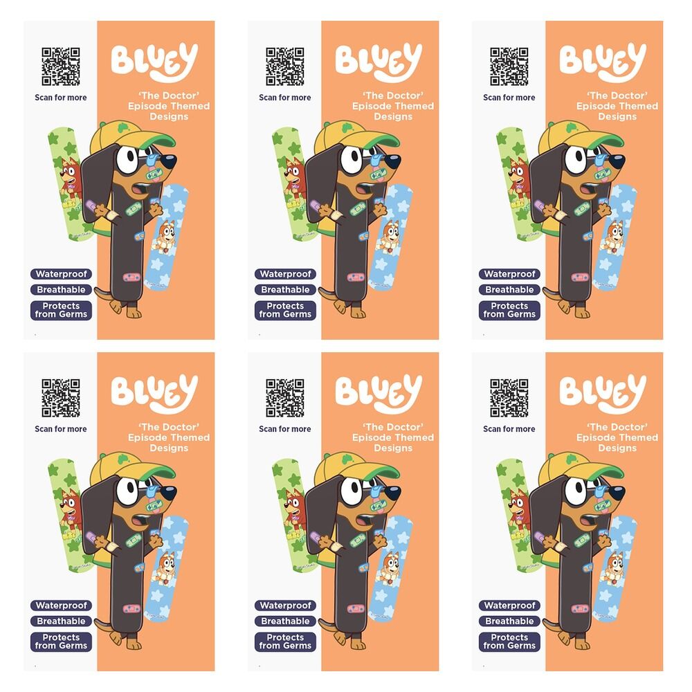 Band-Aid Bluey Waterproof 20 Sterile Strips x 6 Bundle of 6
