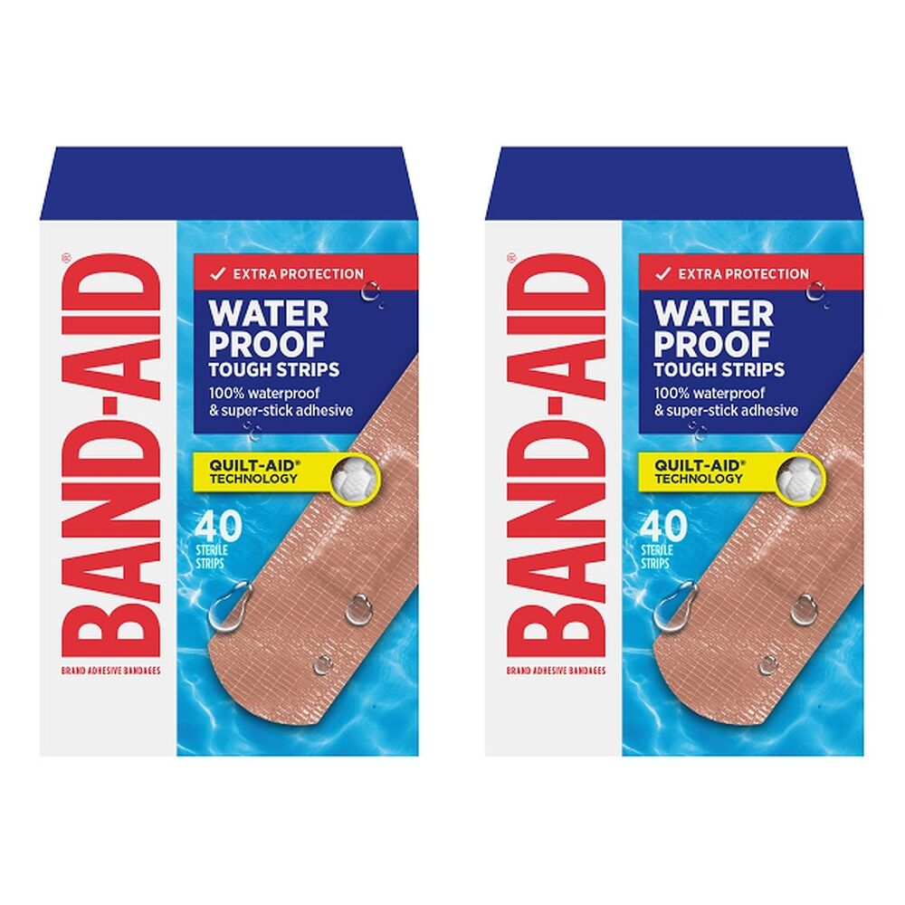 Band-Aid Waterproof Tough Strips 40 Sterile Strips x 6 Bundle of 2