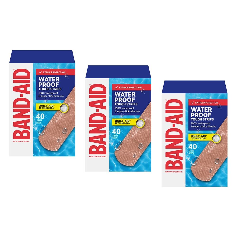 Band-Aid Waterproof Tough Strips 40 Sterile Strips x 6 Bundle of 3