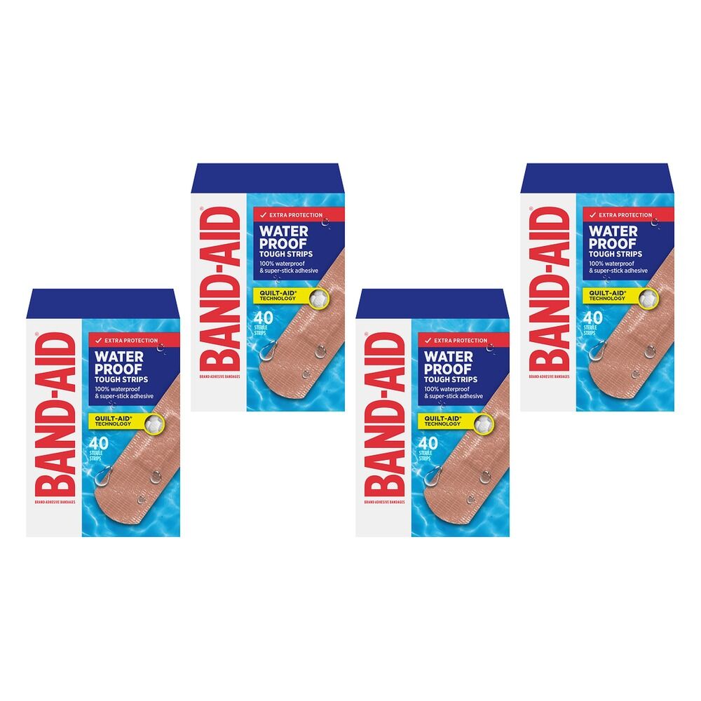 Band-Aid Waterproof Tough Strips 40 Sterile Strips x 6 Bundle of 4