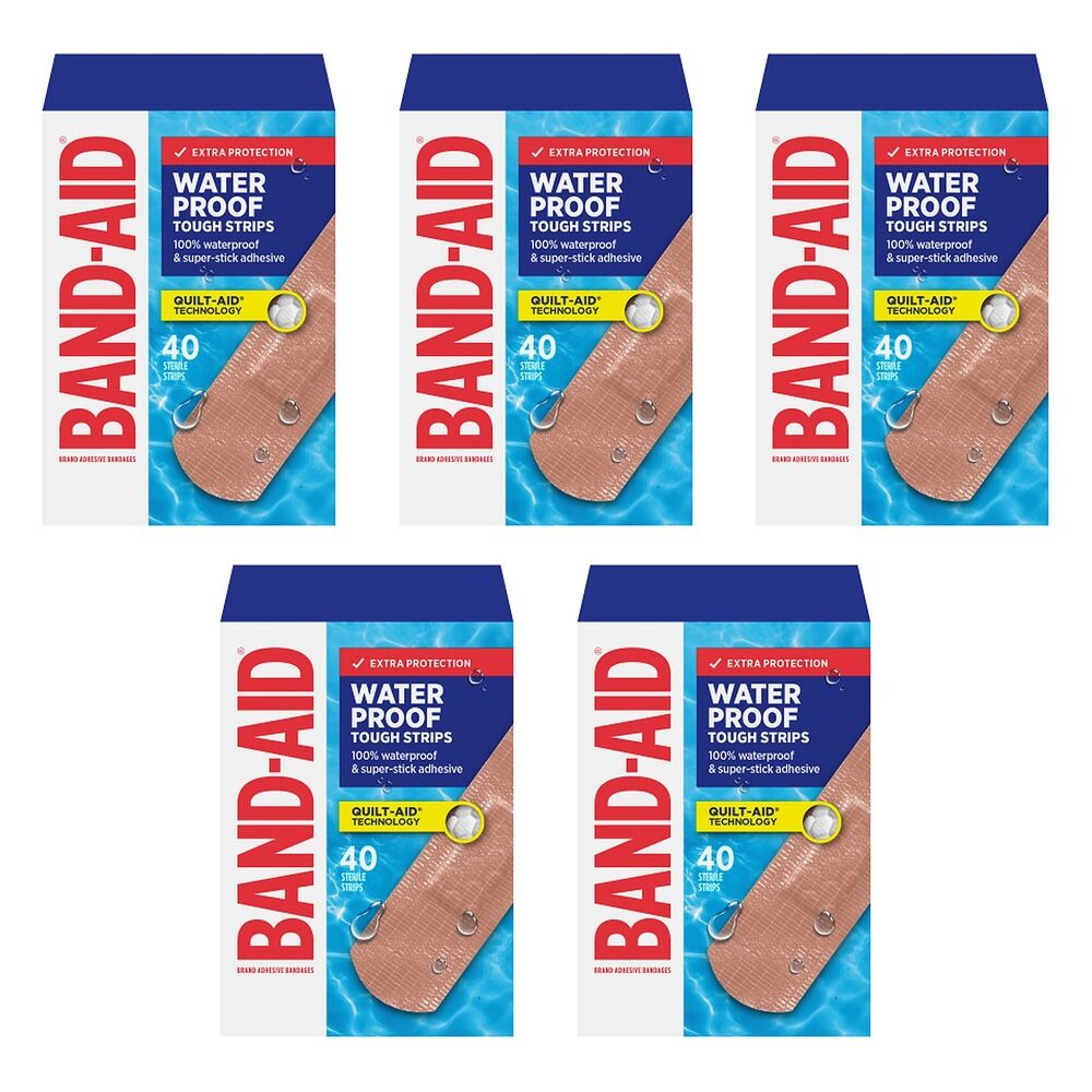 Band-Aid Waterproof Tough Strips 40 Sterile Strips x 6 Bundle of 5