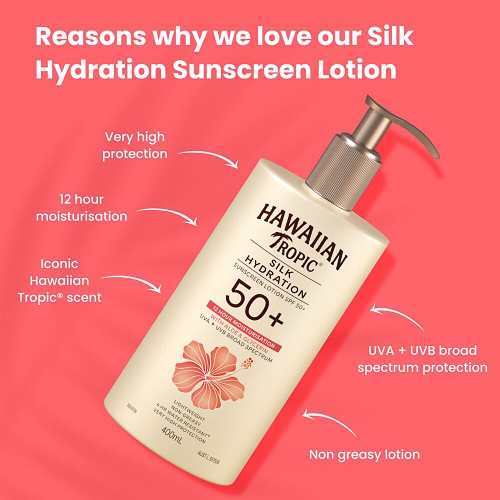 Hawaiian Tropic Silk Hydration Sunscreen Lotion SPF50+ 400mL
