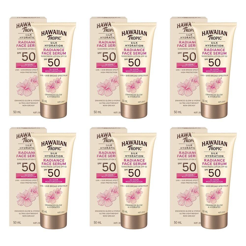 Hawaiian Tropic Silk Hydration Radiance Face Serum SPF50 50mL Pack of 6