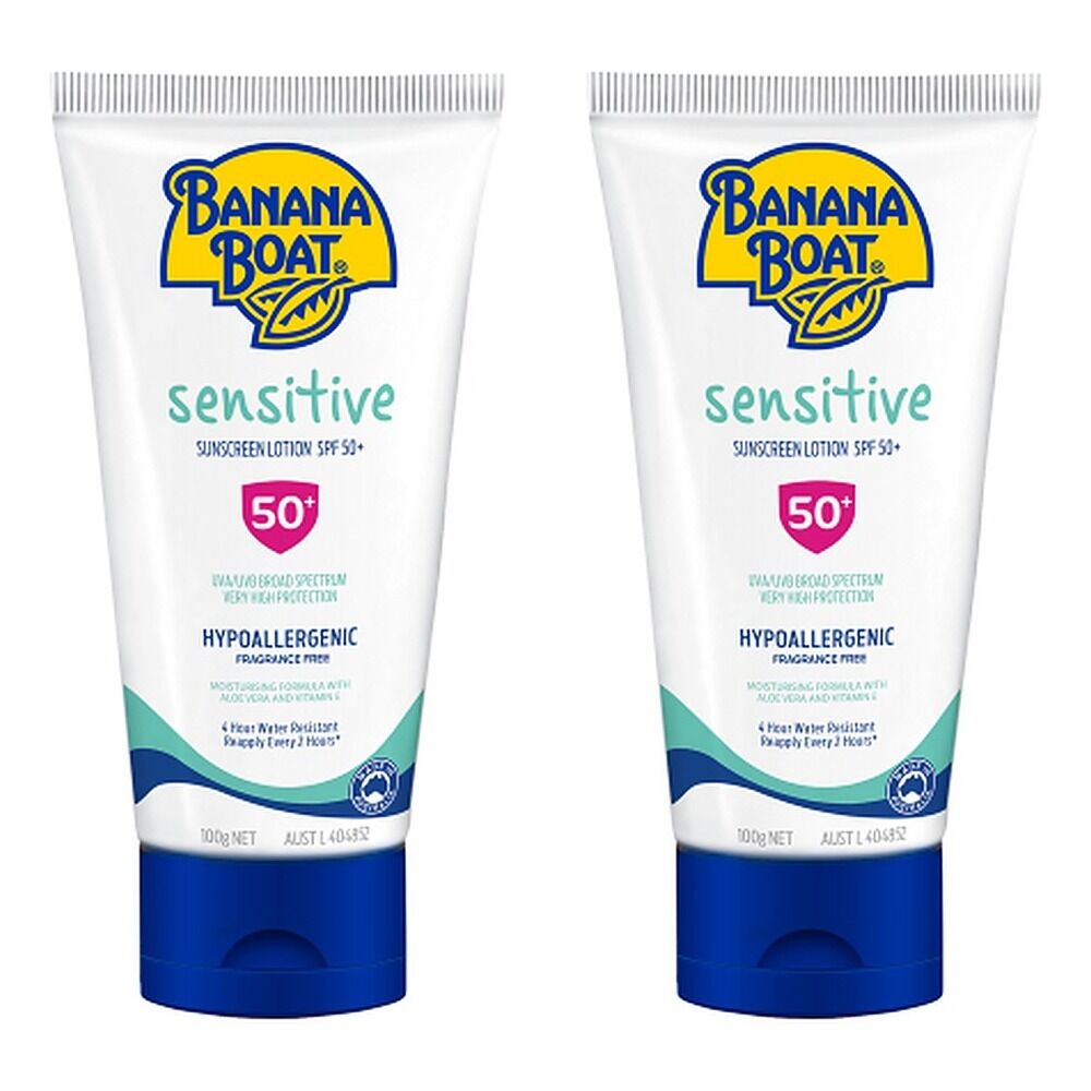 Banana Boat Sensitive Sunscreen Lotion SPF50+ 100g Pack of 2