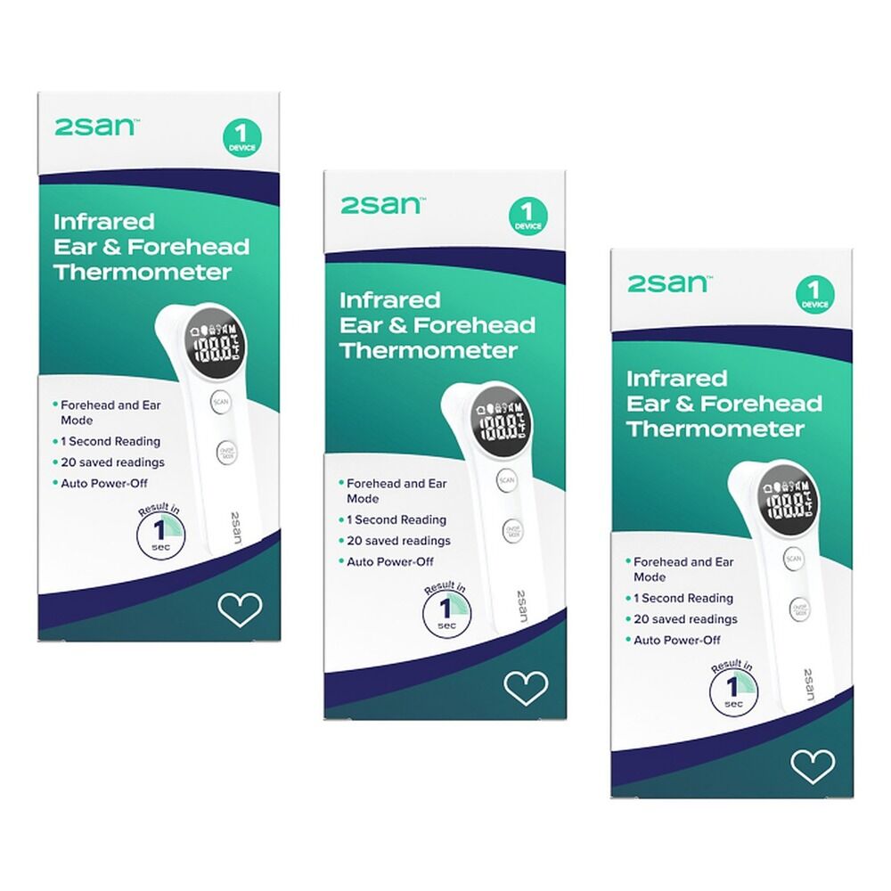 2San Infrared Ear and Forehead Thermometer Pack of 3
