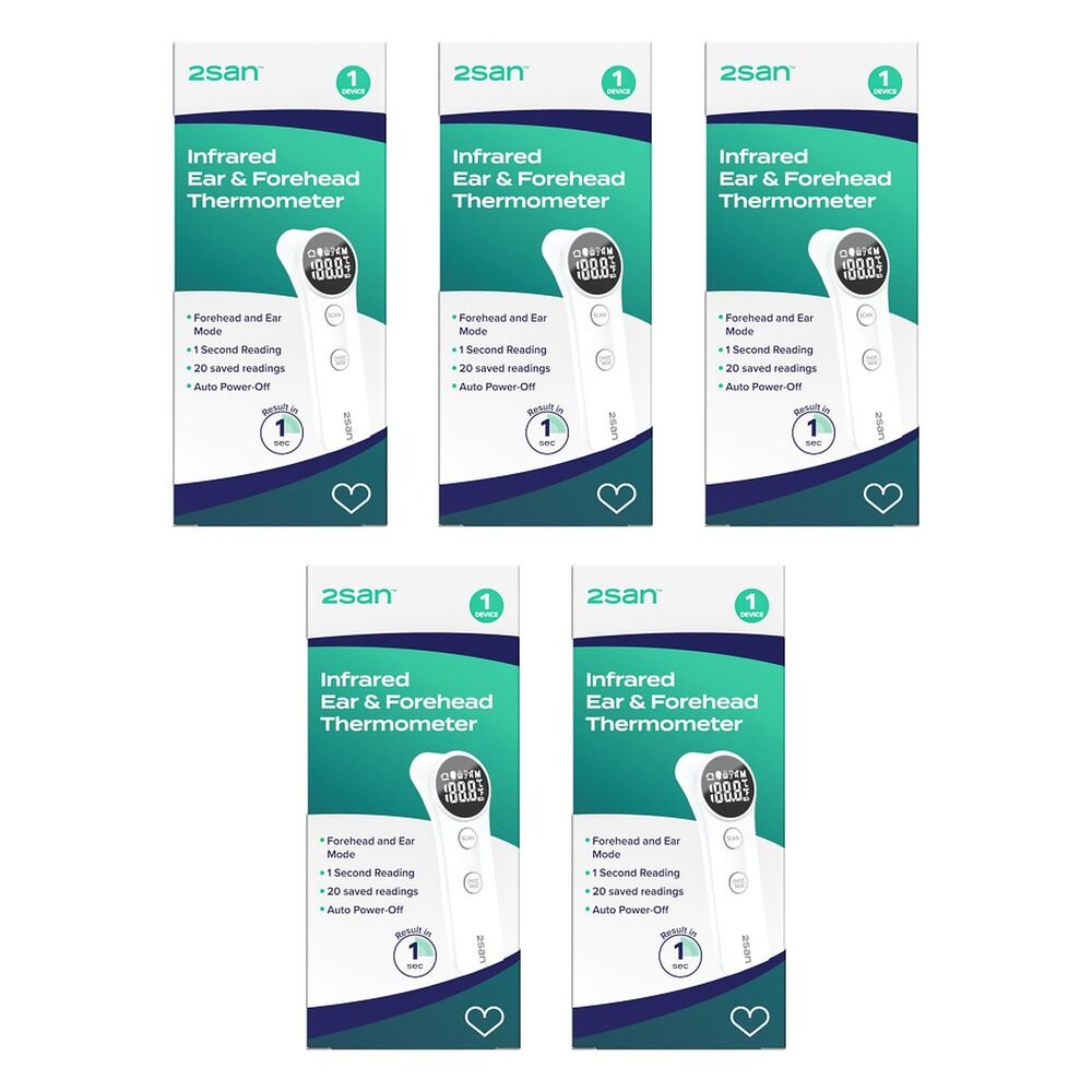 2San Infrared Ear and Forehead Thermometer Pack of 5