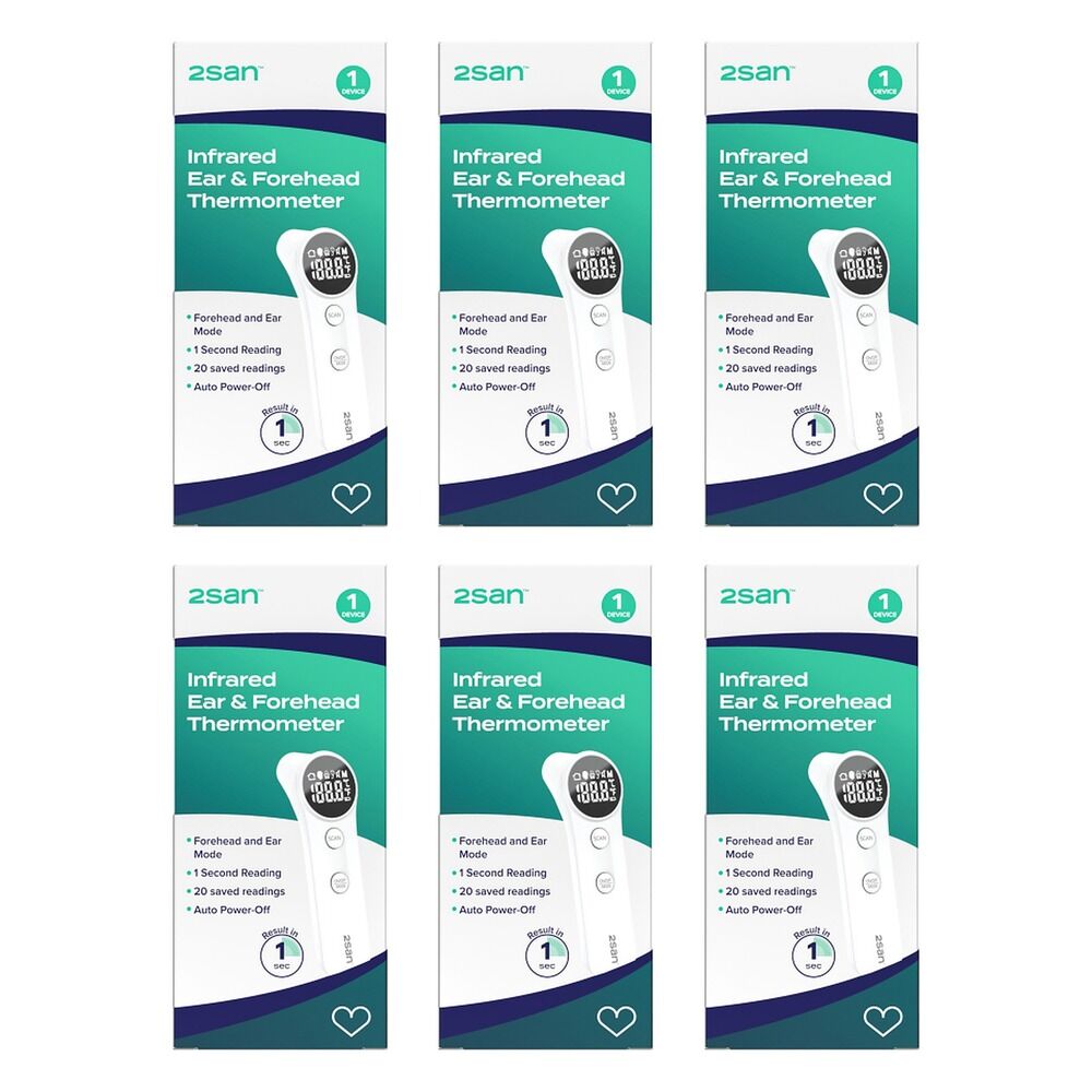 2San Infrared Ear and Forehead Thermometer Pack of 6