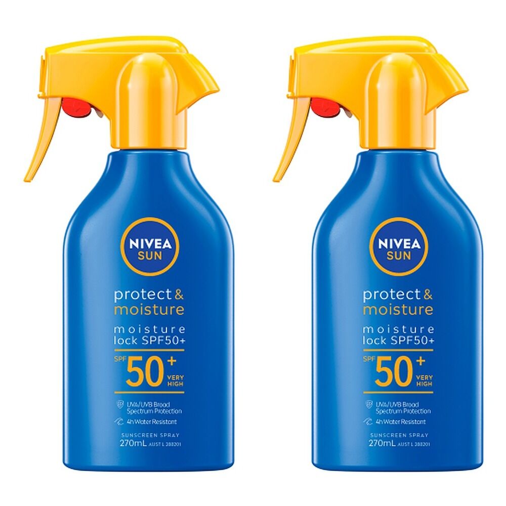 NIVEA SUN Protect & Moisture Sunscreen Spray SPF50+ 270mL Pack of 2