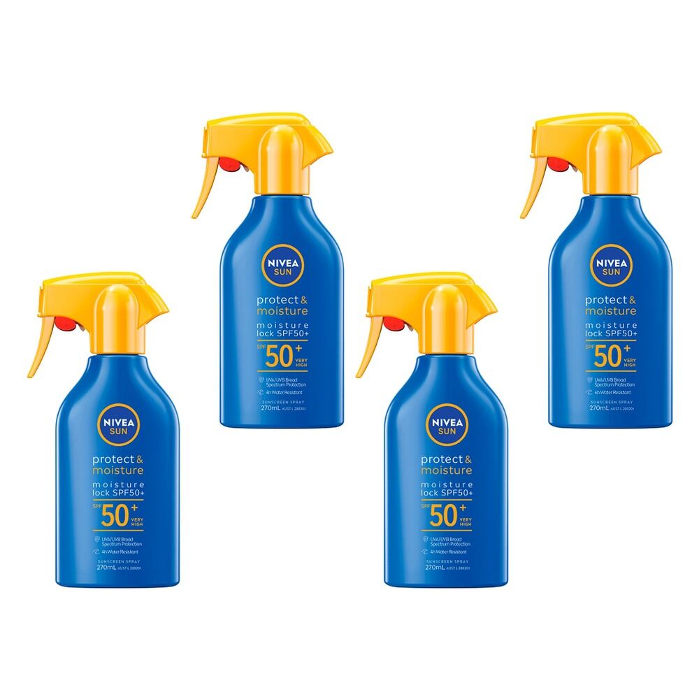 NIVEA SUN Protect & Moisture Sunscreen Spray SPF50+ 270mL Pack of 4