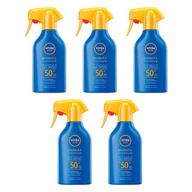 NIVEA SUN Protect & Moisture Sunscreen Spray SPF50+ 270mL Pack of 5