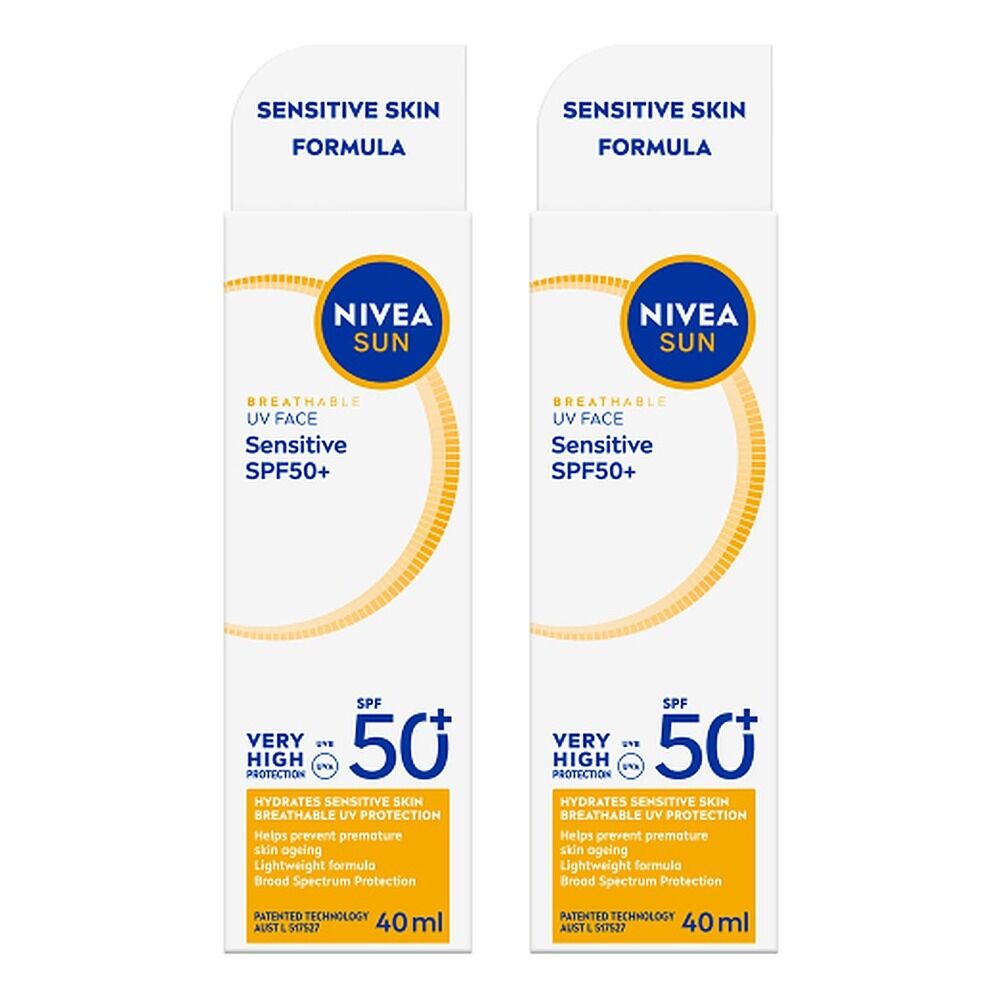 NIVEA SUN UV Face Sensitive Sunscreen SPF50+ 40mL Pack of 2