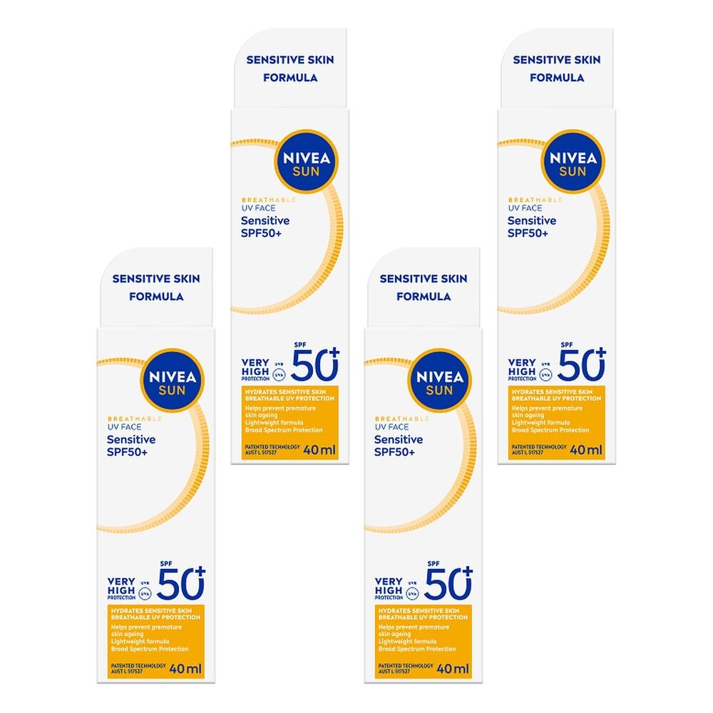 NIVEA SUN UV Face Sensitive Sunscreen SPF50+ 40mL Pack of 4