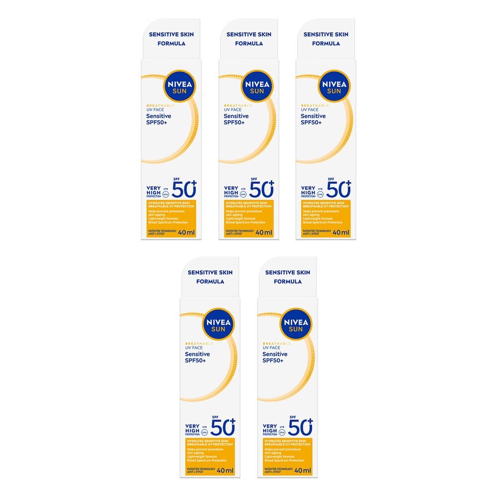 NIVEA SUN UV Face Sensitive Sunscreen SPF50+ 40mL Pack of 5