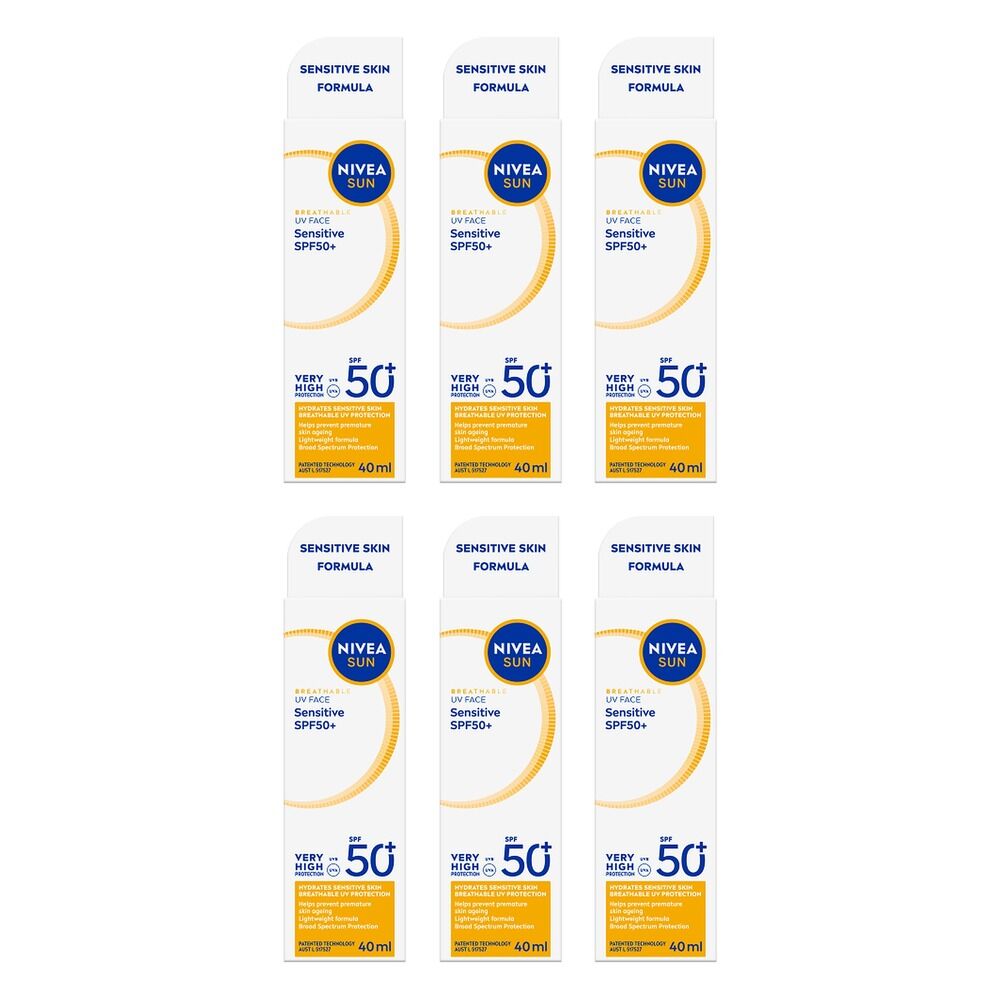 NIVEA SUN UV Face Sensitive Sunscreen SPF50+ 40mL Pack of 6