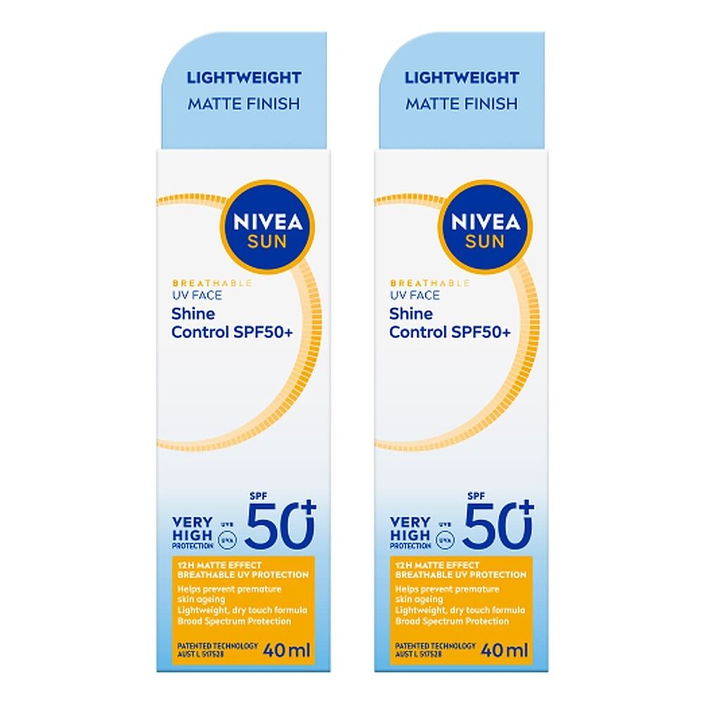 NIVEA SUN UV Face Shine Control Sunscreen SPF50+ 40mL Pack of 2