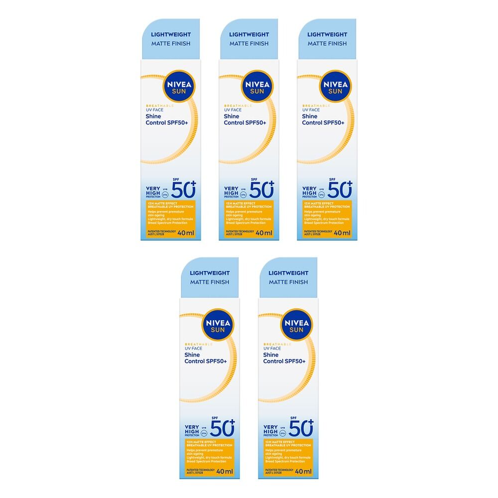 NIVEA SUN UV Face Shine Control Sunscreen SPF50+ 40mL Pack of 5