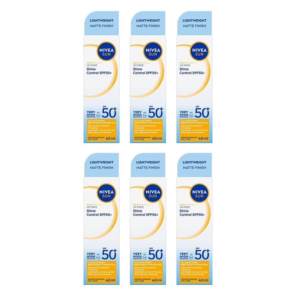 NIVEA SUN UV Face Shine Control Sunscreen SPF50+ 40mL Pack of 6
