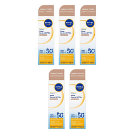 NIVEA SUN UV Face Shine Control Medium Tinted Sunscreen SPF50+ 40mL Pack of 5