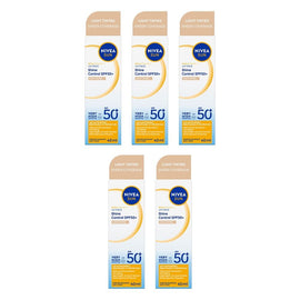 NIVEA SUN UV Face Shine Control Light Tinted Sunscreen SPF50+ 40mL Pack of 5