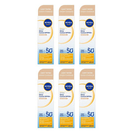NIVEA SUN UV Face Shine Control Light Tinted Sunscreen SPF50+ 40mL Pack of 6