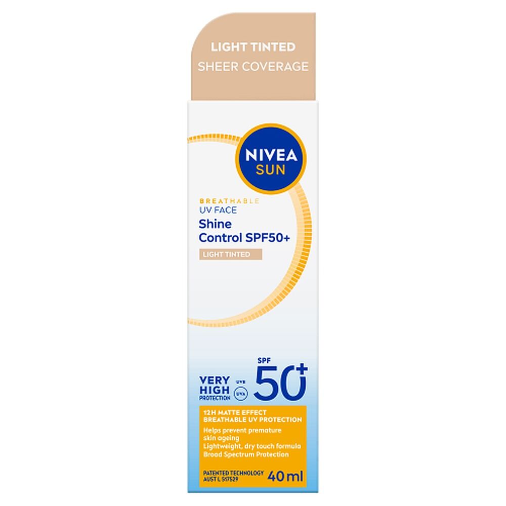 NIVEA SUN UV Face Shine Control Light Tinted Sunscreen SPF50+ 40mL