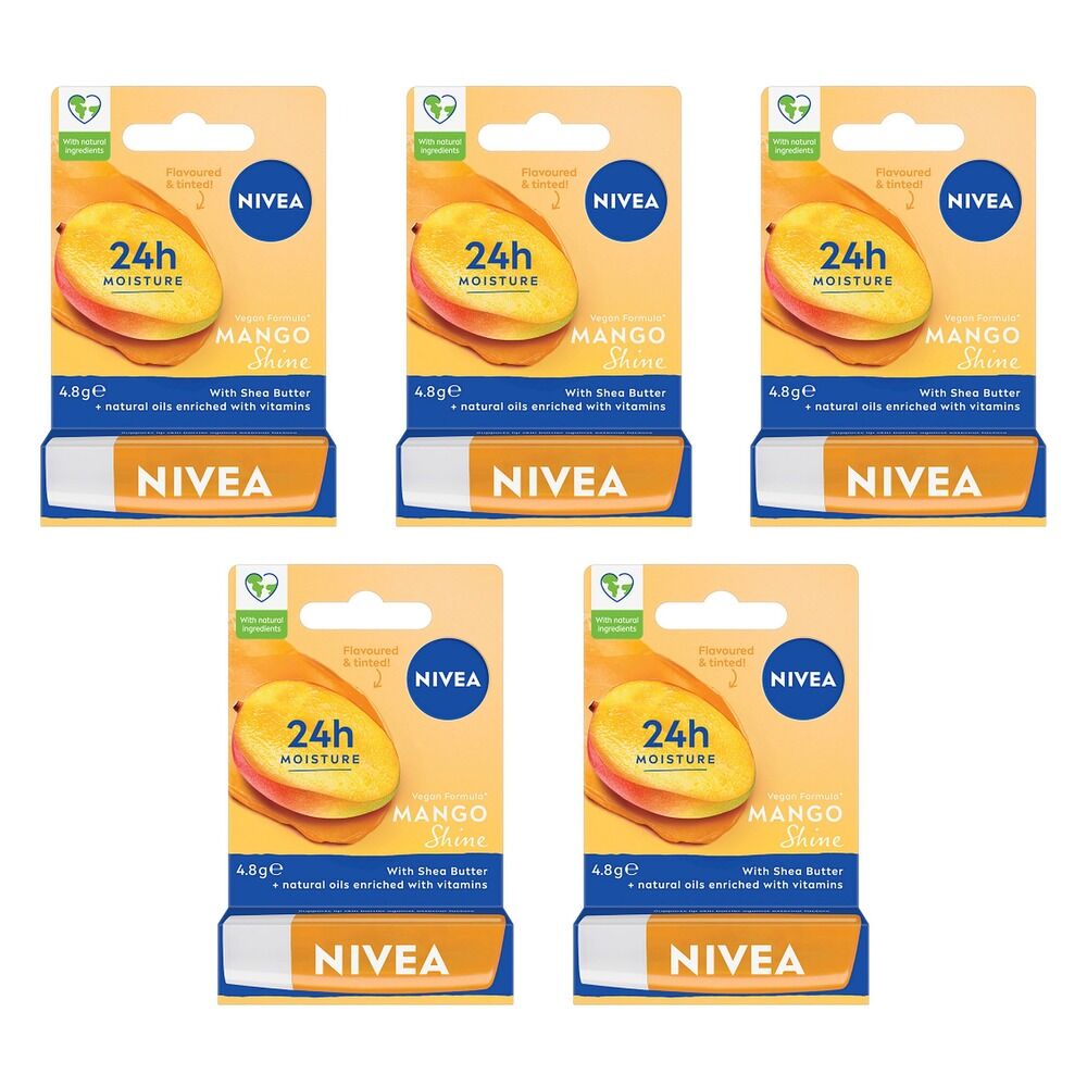 NIVEA Mango Shine Lip Balm 4.8g Pack of 5