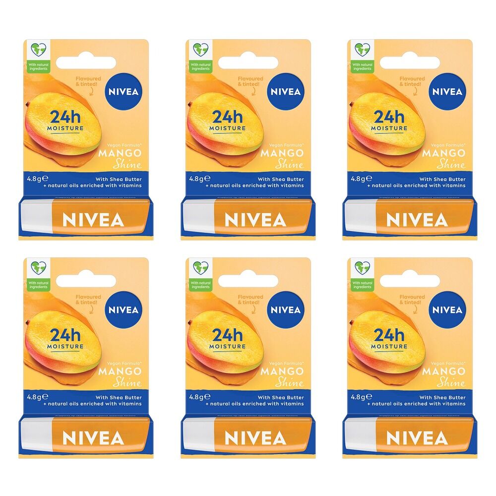 NIVEA Mango Shine Lip Balm 4.8g Pack of 6