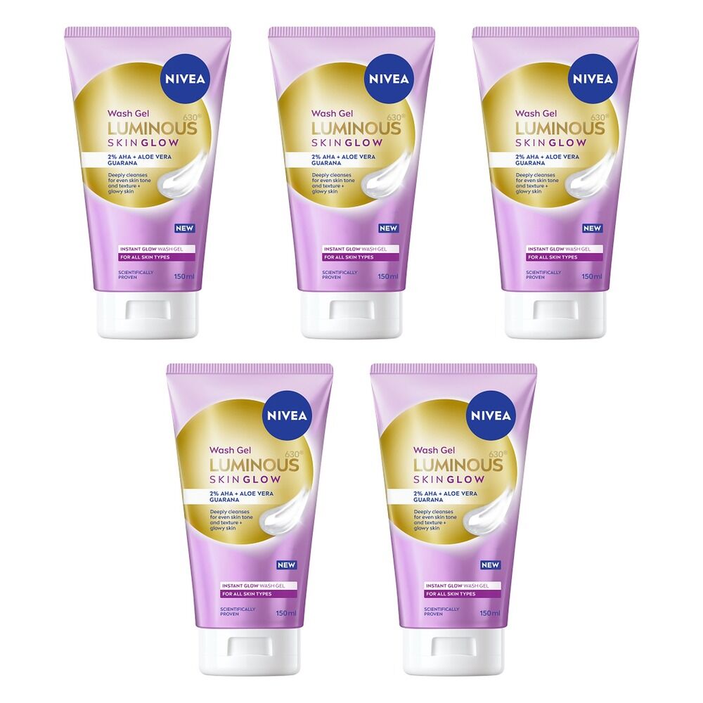 NIVEA Luminous630 Skin Glow Instant Glow Wash Gel 150mL Pack of 5