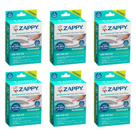 Zappy Antibacterial Toilet Seat Wipes 6 Pack x 12 Bundle of 6