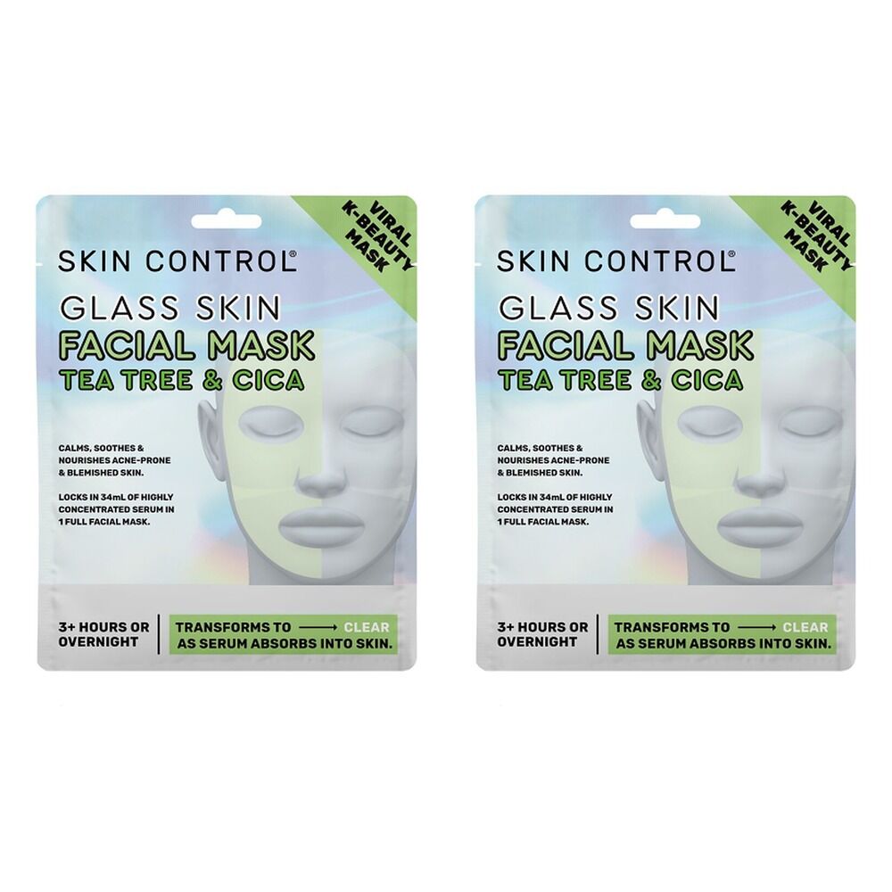 Skin Control Glass Skin Facial Mask Tea Tree & Cica x 12 Bundle of 2