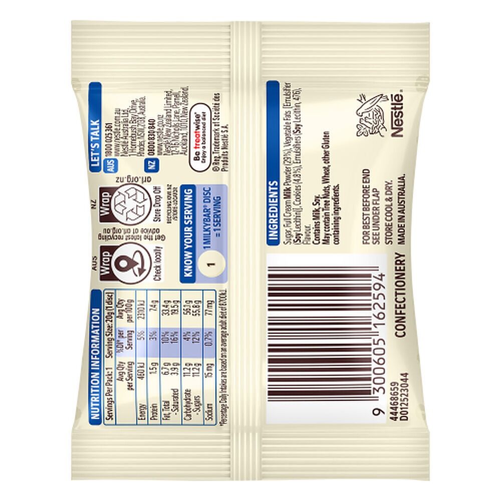 Nestle Milkybar Cookies Disc White Chocolate 20g x 48