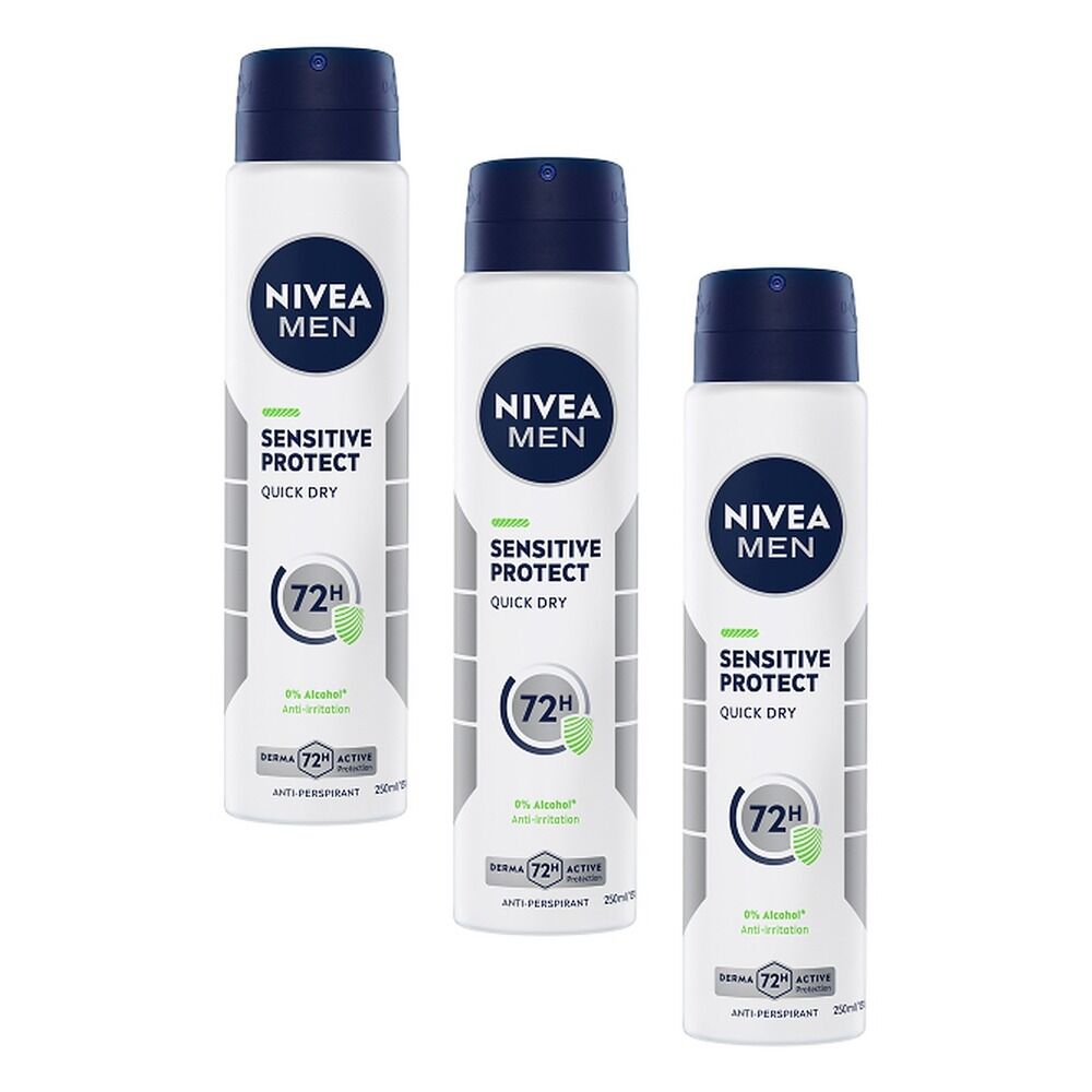 Nivea Men Sensitive Protect Quick Dry Anti-Perspirant 250mL Pack of 3